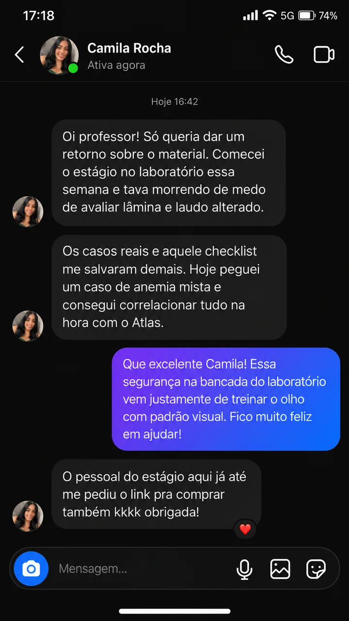 Aluna conta que ganhou segurança no estágio de laboratório com o checklist