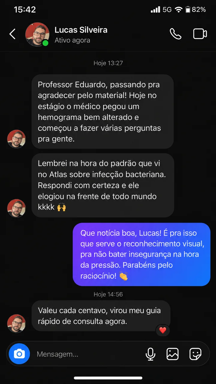 Aluno conta que foi elogiado no estágio ao reconhecer o padrão de infecção bacteriana